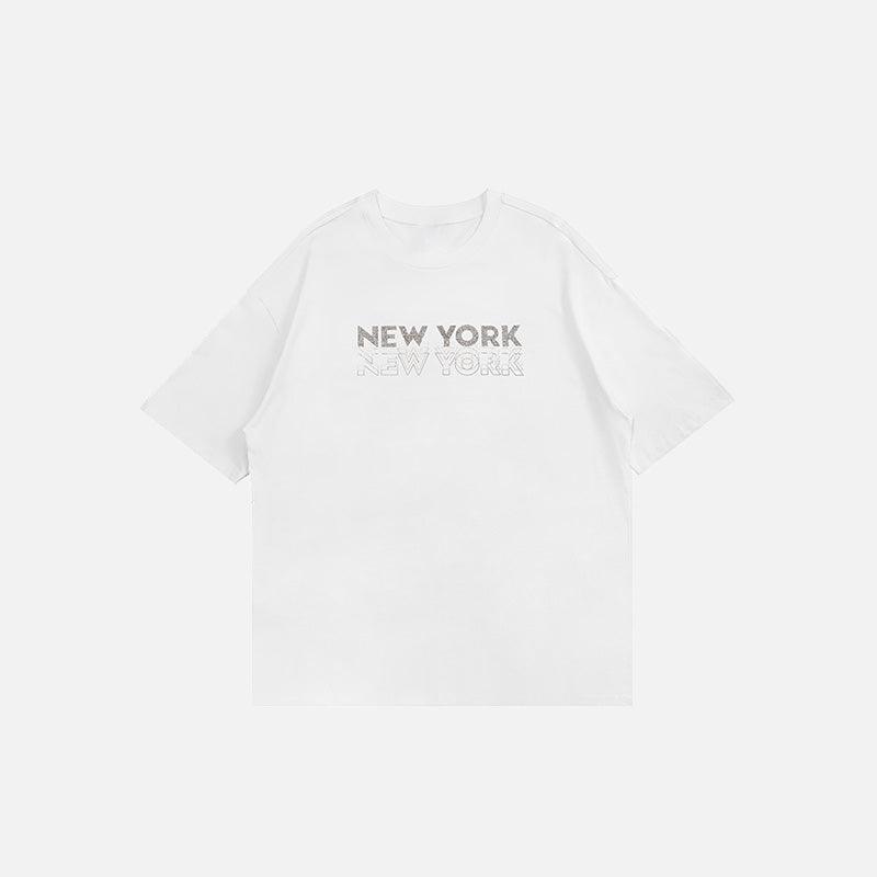 Diamond New York Letter Print T-shirt - tntwear1