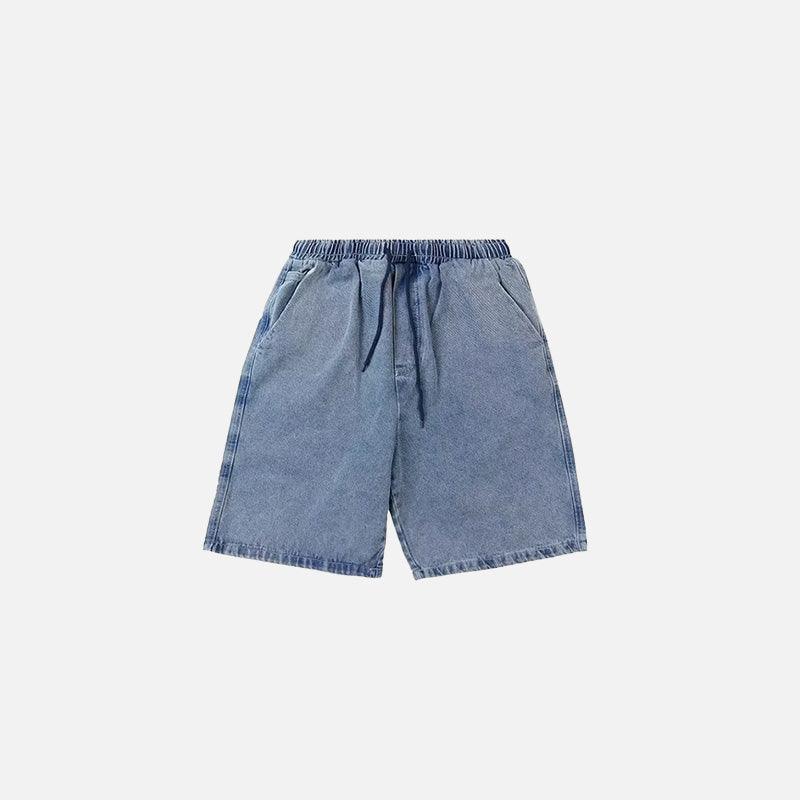 Baggy Drawstring Denim Jorts - tntwear1