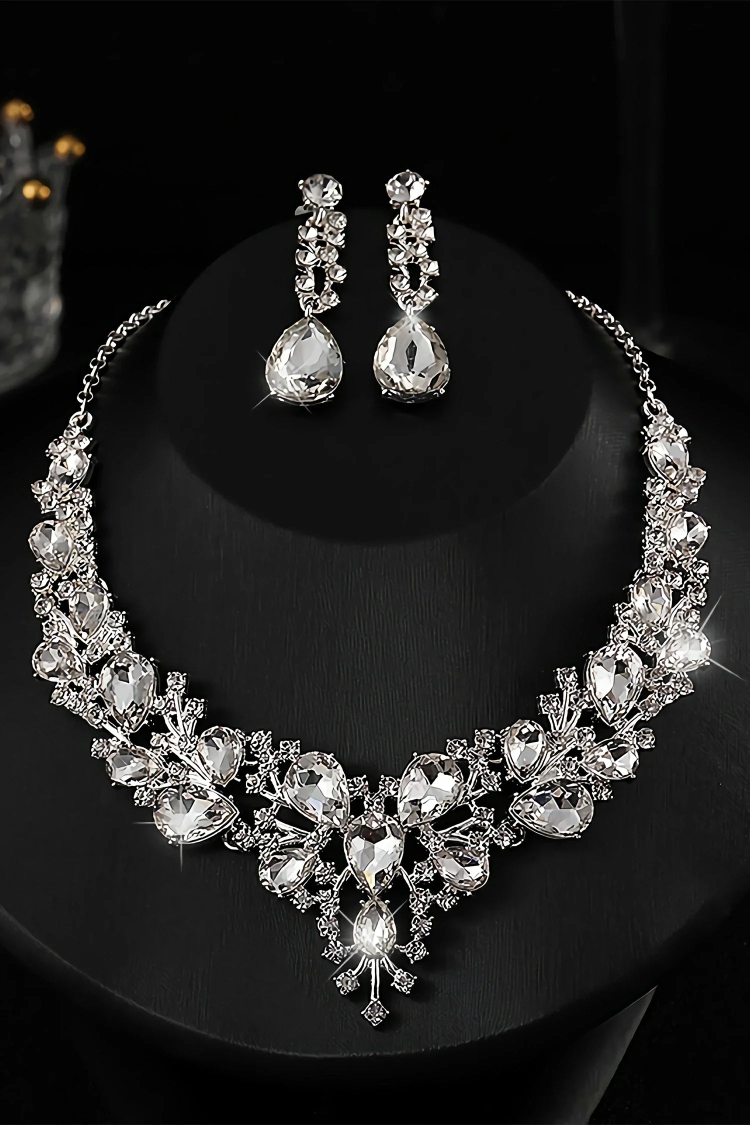 Wendy Rhinestone Cubic Necklace With Earrings