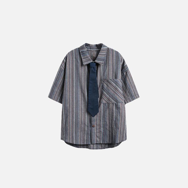 Women's Necktie Striped Shirt - tntwear1