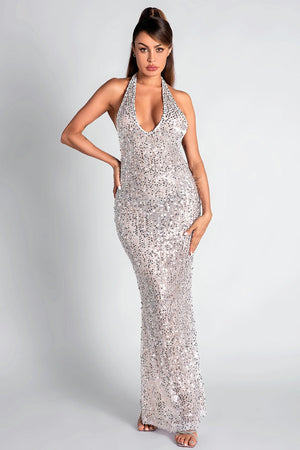 Artemis Halter Sequin Maxi Dress