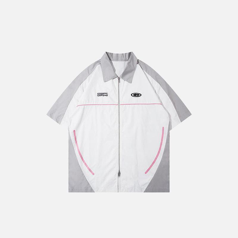 Polo Splicing Color Zip-up Shirt - tntwear1