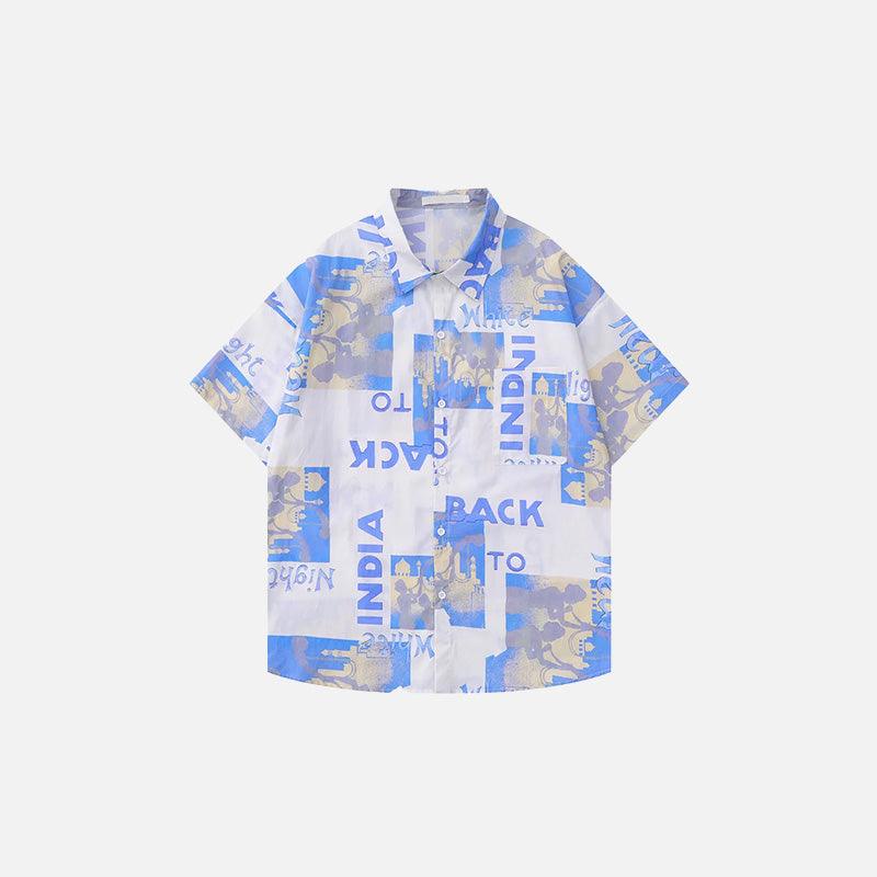 India Collage Print Button-Up Shirt - tntwear1