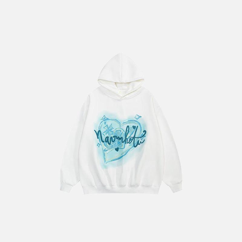 Heart Printed Oversized Hoodie - tntwear1