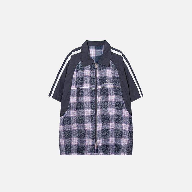 Patchwork Plaid Splicing Color Shirt - tntwear1