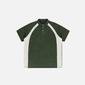 Y2k Washed Contrast Color Polo T-shirt - tntwear1