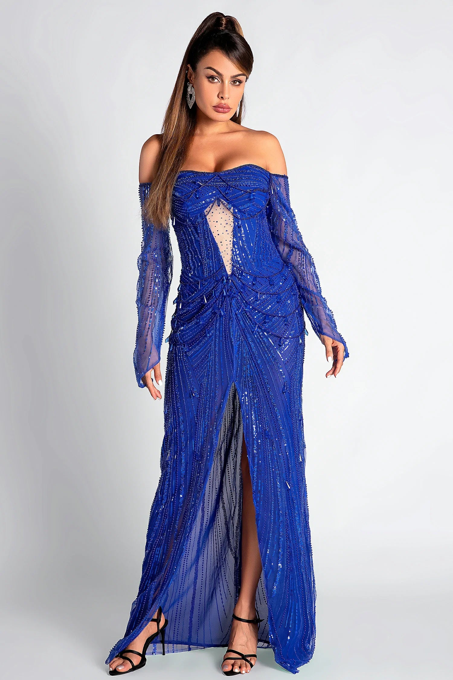 Aggeliki Strapless Chain Sequin Dress