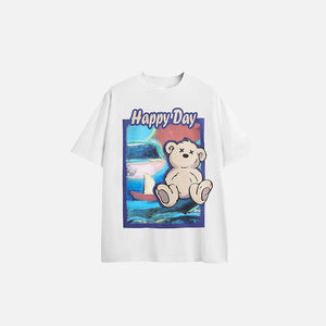 Happy Day Bear Printed T-shirt - tntwear1