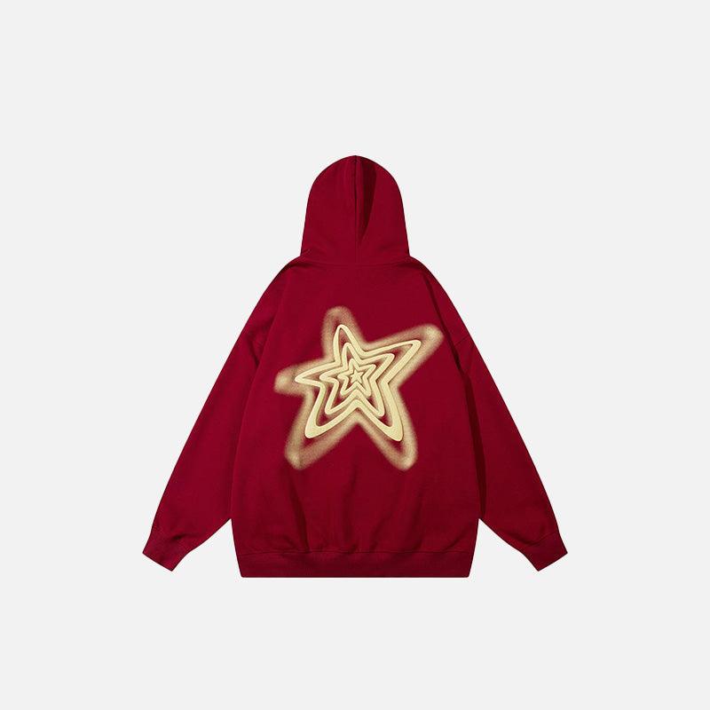 Letter Print Star Oversized Hoodie - tntwear1