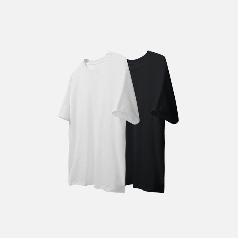 Black And White Solid Color T-shirt - tntwear1