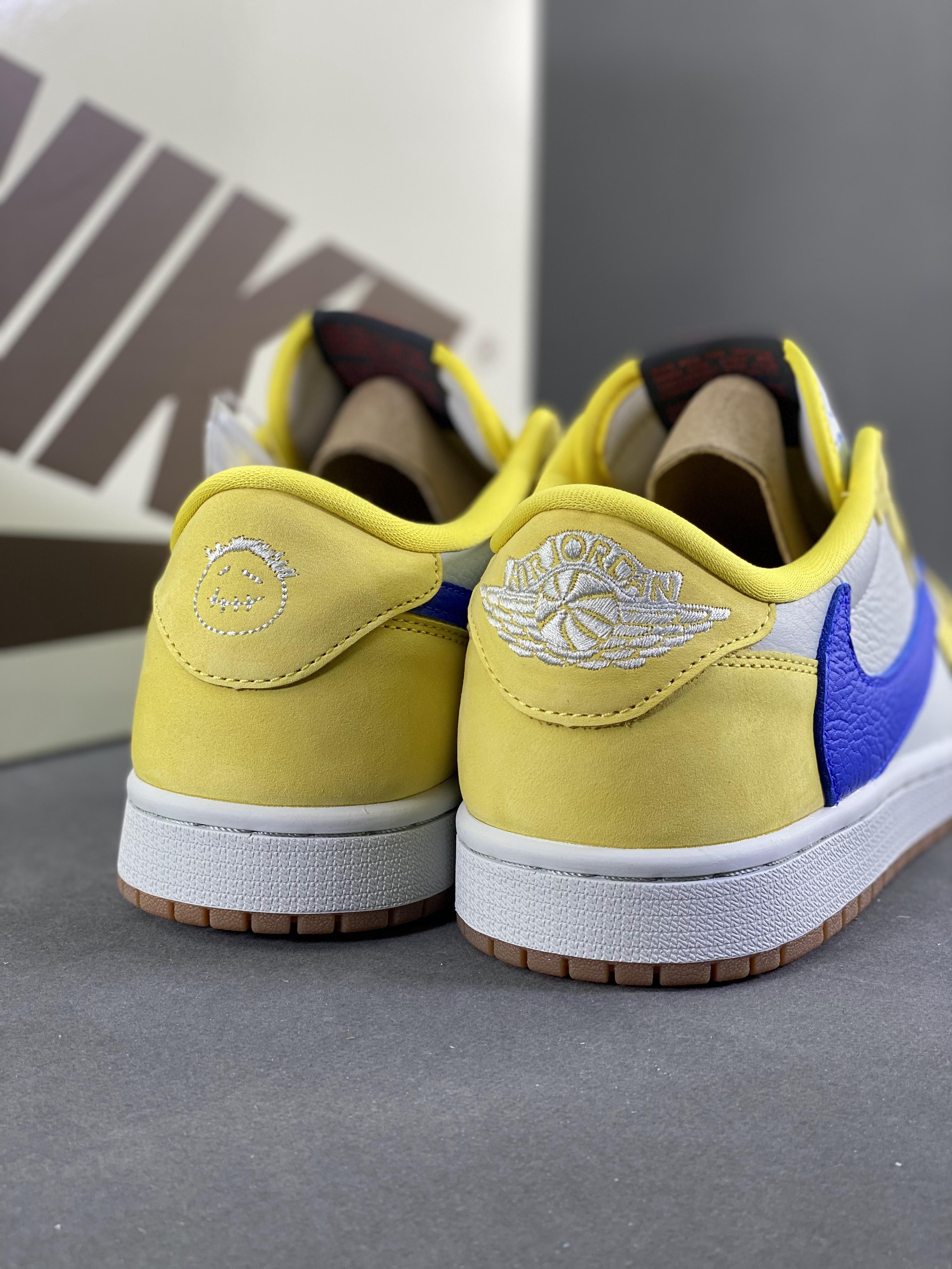 Custom Travis Scott x Air Jordan 1 Low “Canary” DZ4137-700 - tntwear1