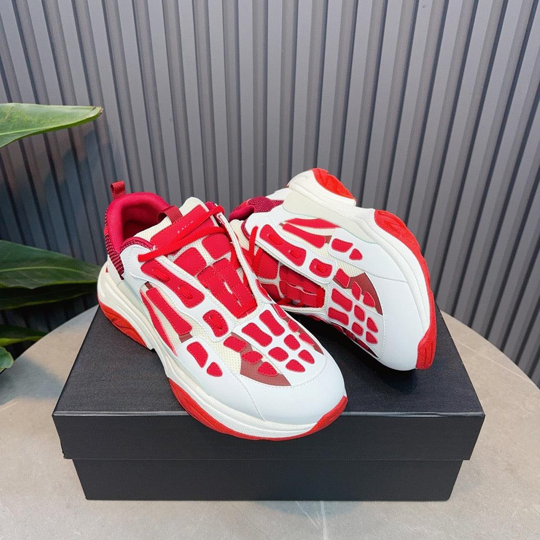 AMR Red and White Bone Runner Sneakers-050 - tntwear1