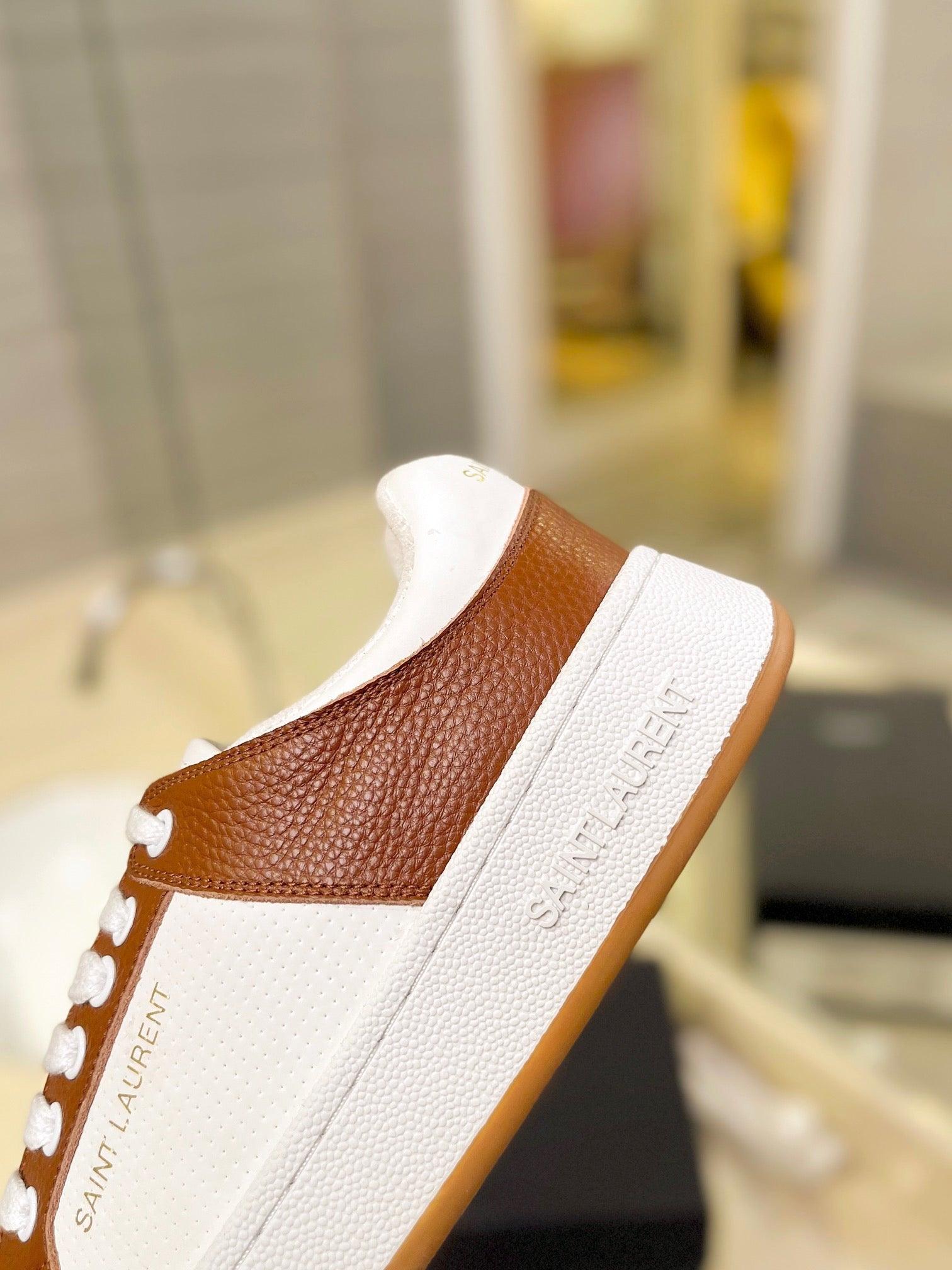 VSL Brown and White Leather Sneakers-166 - tntwear1