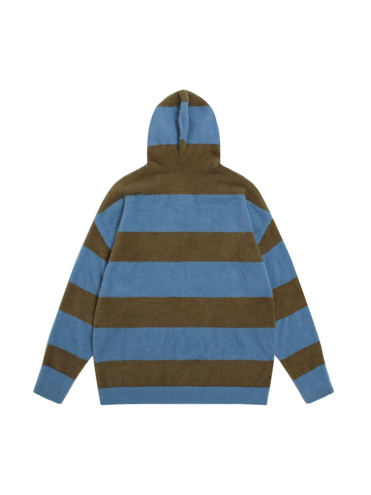 Tntwear Jacquard Knit hooded Striped Sweater