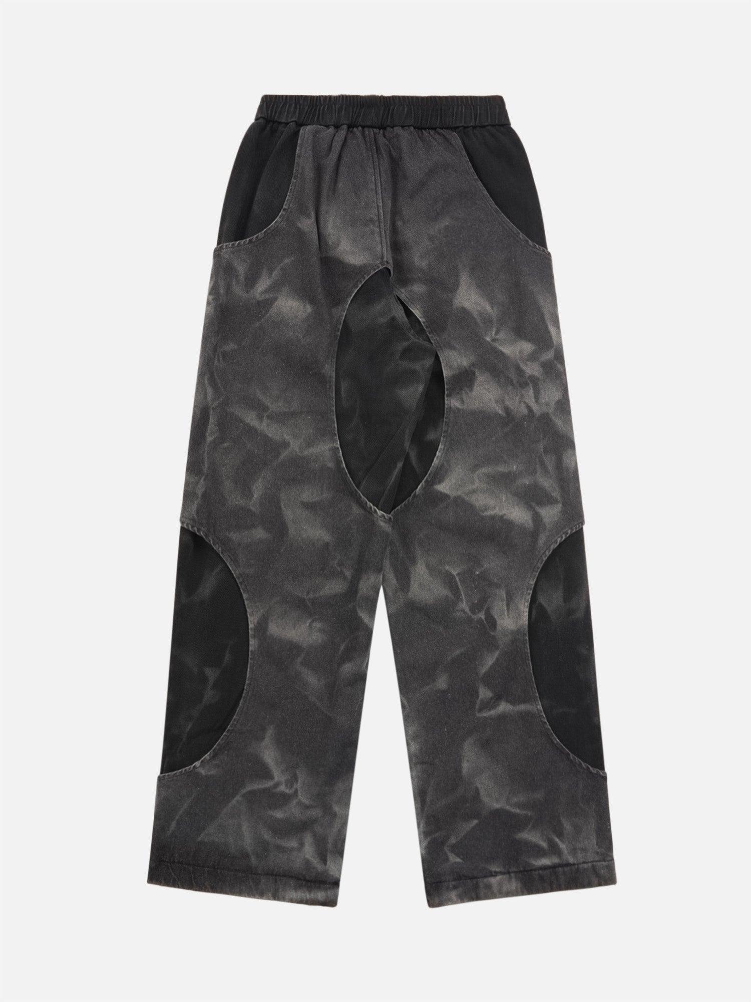 1984 Distressed Tie-dye Cutout Hip-hop Sweatpants - tntwear1