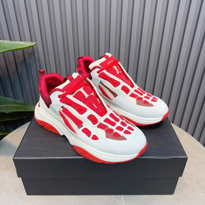 AMR Red and White Bone Runner Sneakers-050 - tntwear1