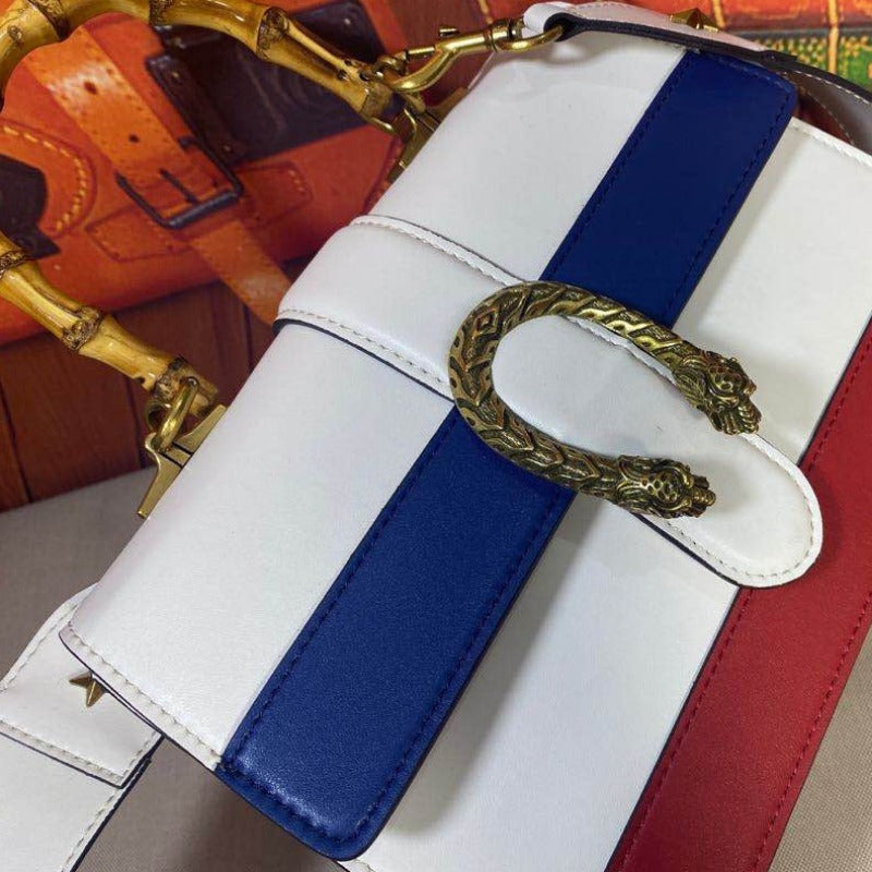 Tntwear - White Blue & Red Dionysus Mini Top Handle Bag