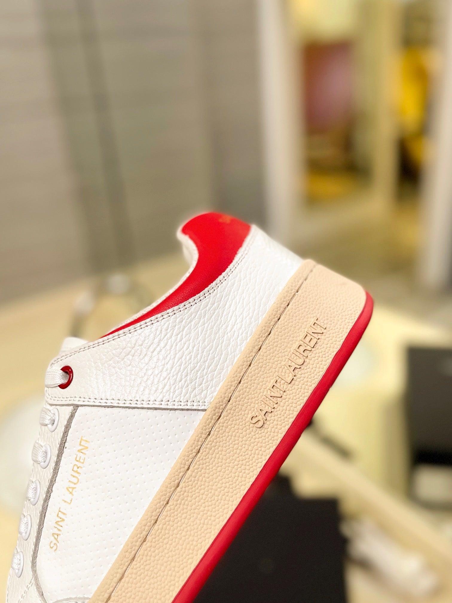 VSL White and Red Leather Sneakers-171 - tntwear1