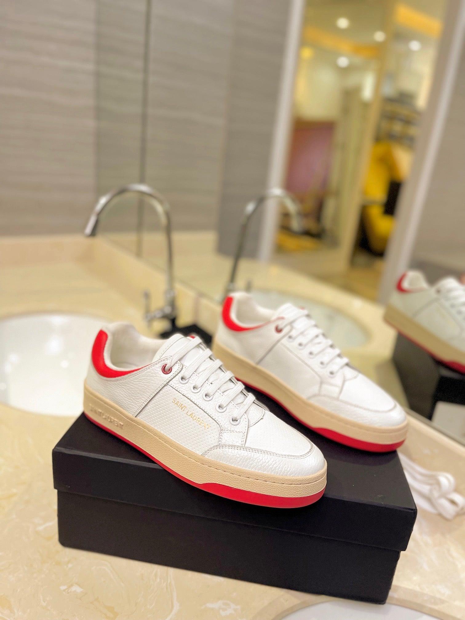 VSL White and Red Leather Sneakers-171 - tntwear1