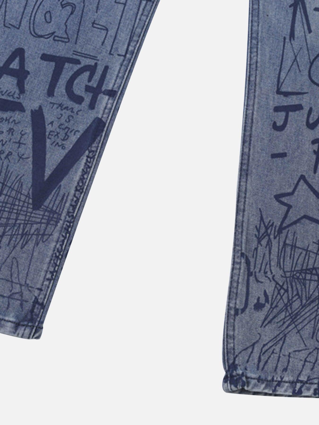 1984 Hip-hop Graffiti Alphabet Jeans - 1743 - tntwear1