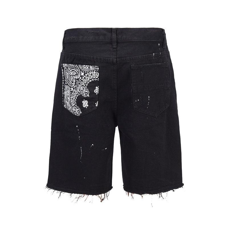 Checkered Paisley Shorts - Black - tntwear1