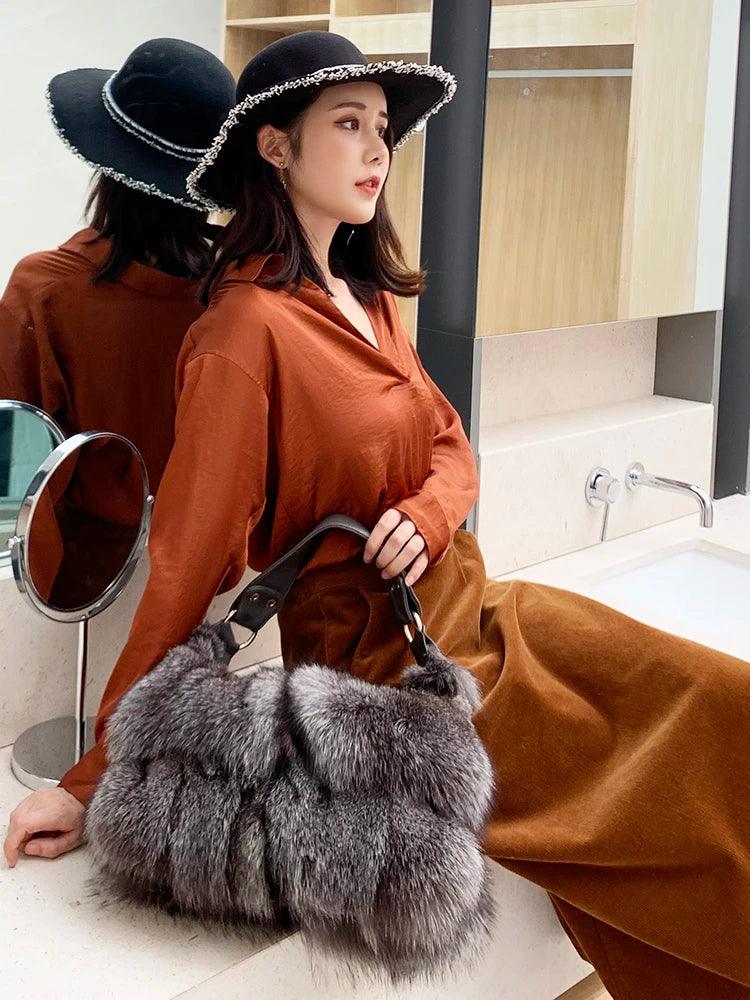 Women Winter Real Fox Fur Handbag Luxury - tntwear1