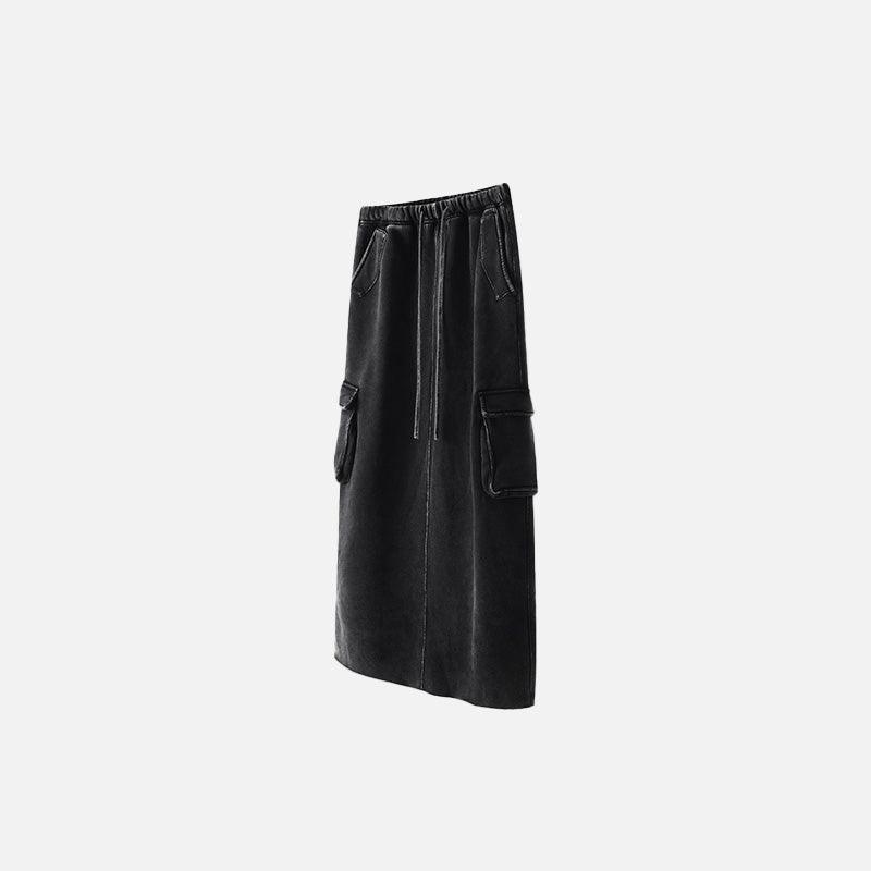 Women's Retro Loose Slit Pockets Skirt - tntwear1