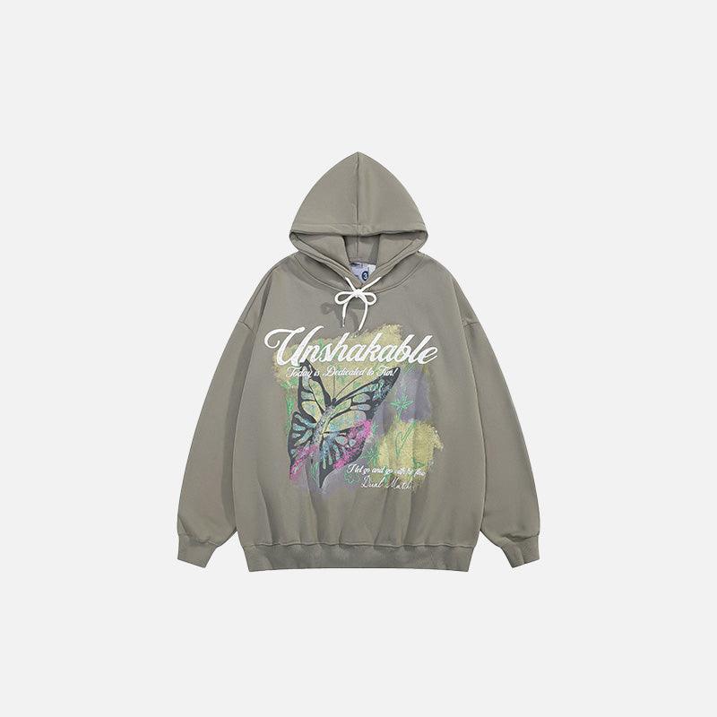 Butterfly Printed Loose Hoodie - tntwear1