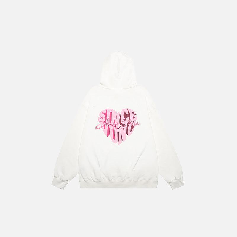 Loose Peach Heart Washed Hoodie - tntwear1