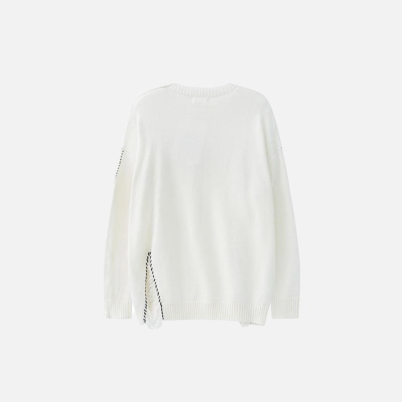 Ripped White Stitches Sweater - tntwear1