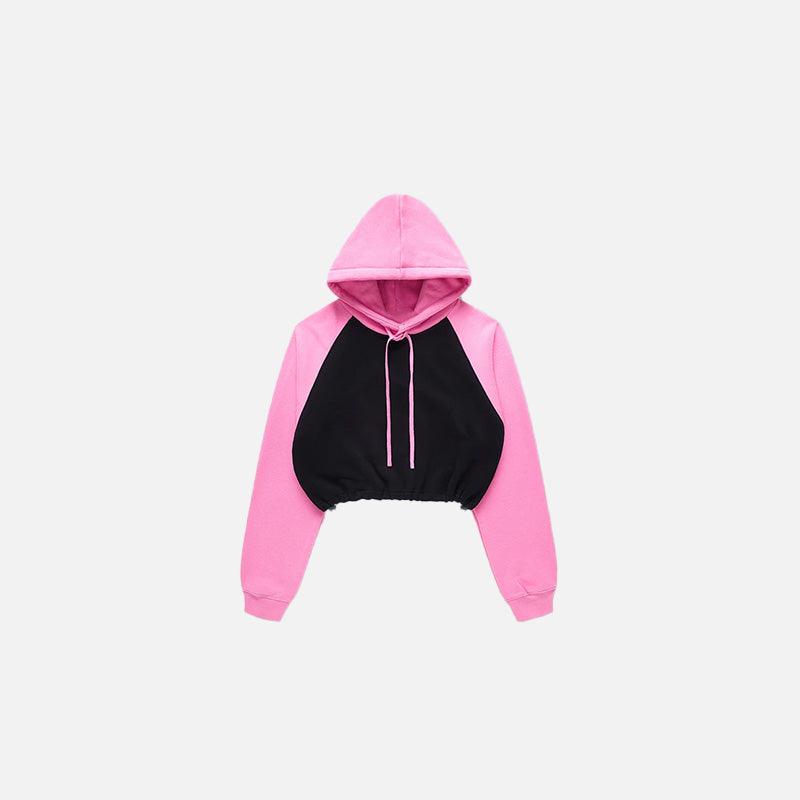 Women's Brick Color Block Cropped Hoodie - tntwear1