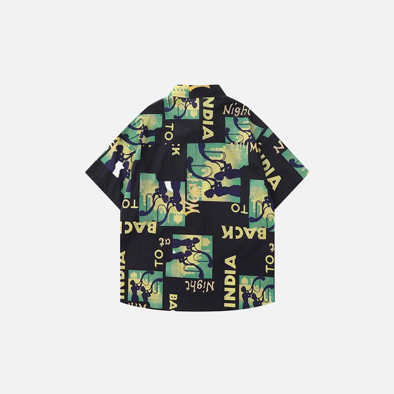 India Collage Print Button-Up Shirt - tntwear1