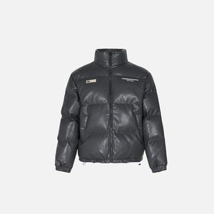 Letter Printed Padded Leather Jacket - tntwear1