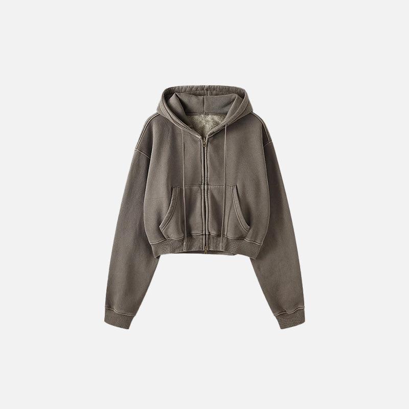 Women's Fleece Zip-up Cropped Hoodie - tntwear1