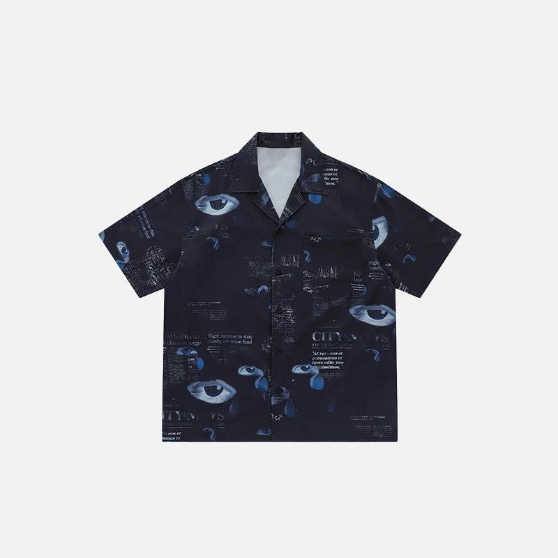 Y2K Eye Print Loose Shirt - tntwear1