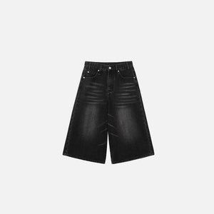 Wide-Leg Black Denim Jorts - tntwear1