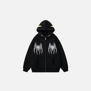 Y2k Gothic Web Zip-Up Hoodie - tntwear1