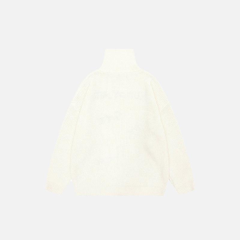 Y2k Letter Embroidery Turtleneck Sweater - tntwear1