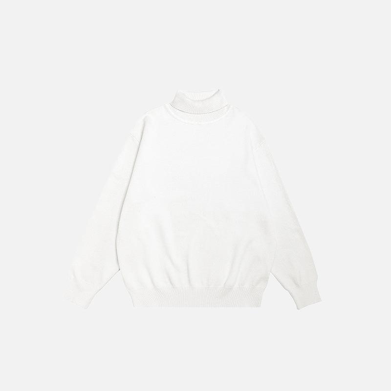 Turtleneck Loose Solid Color Sweater - tntwear1