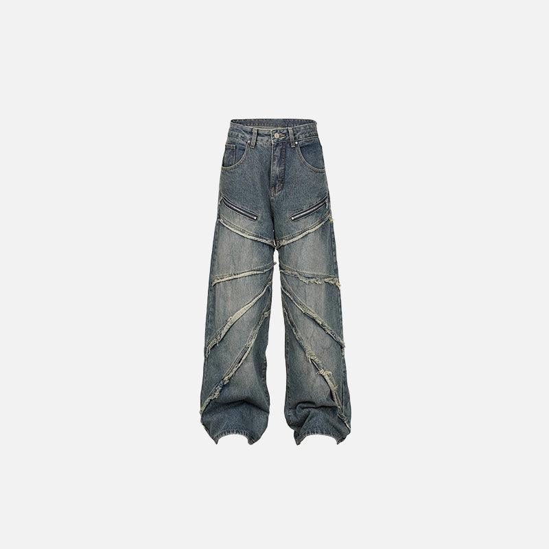 Irregular Monster Stitches Jeans - tntwear1