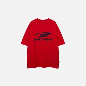 "Spiky Head" Letter Print T-shirt - tntwear1