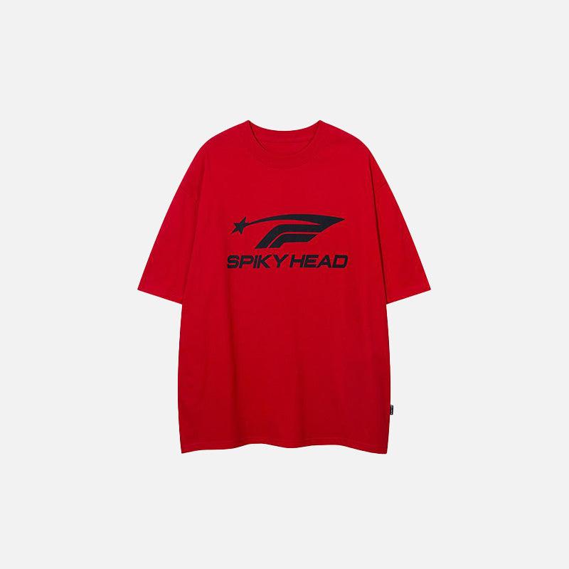 "Spiky Head" Letter Print T-shirt - tntwear1