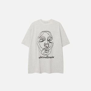 Faded Face Embroidery T-shirt - tntwear1