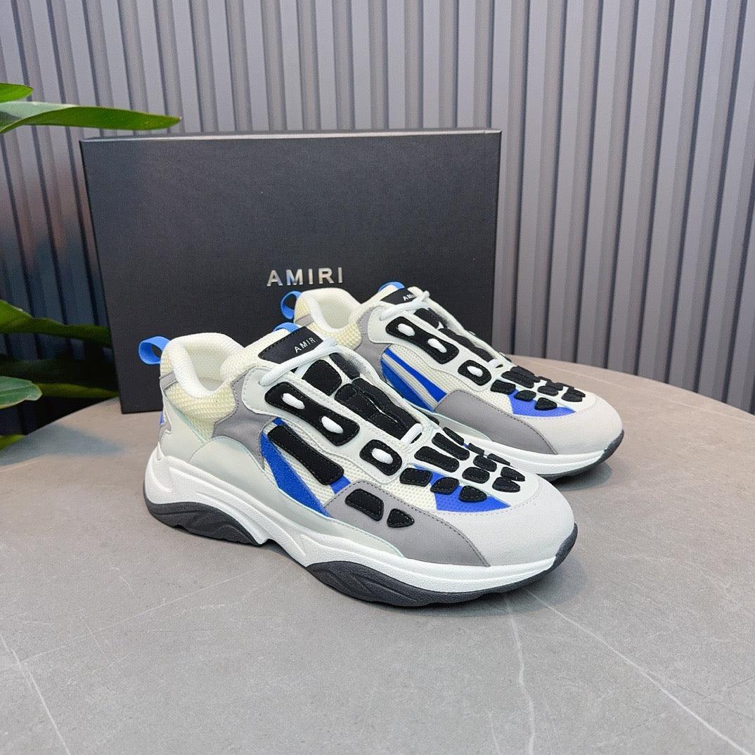 AMR Black, Blue & White Bone Runner Sneakers -062 - tntwear1