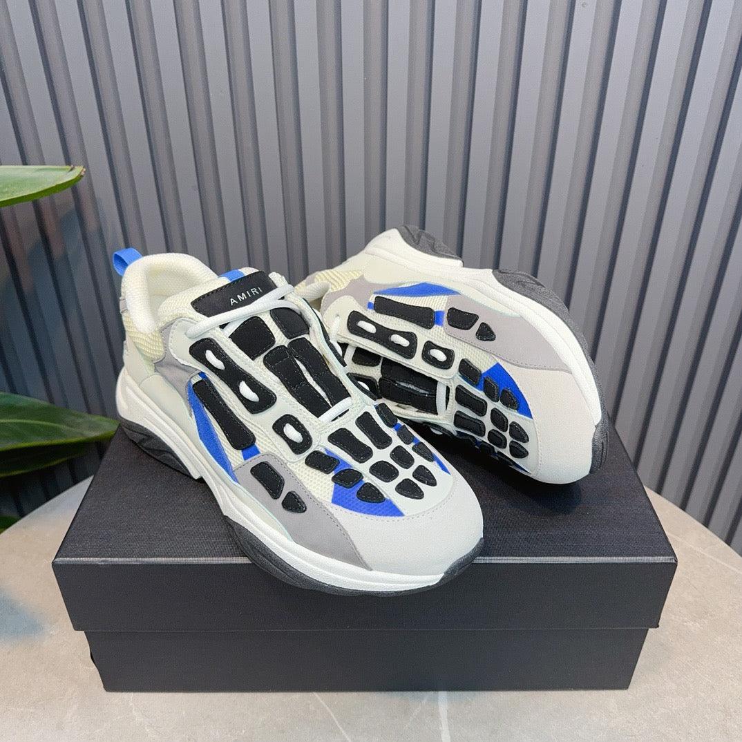 AMR Black, Blue & White Bone Runner Sneakers -062 - tntwear1