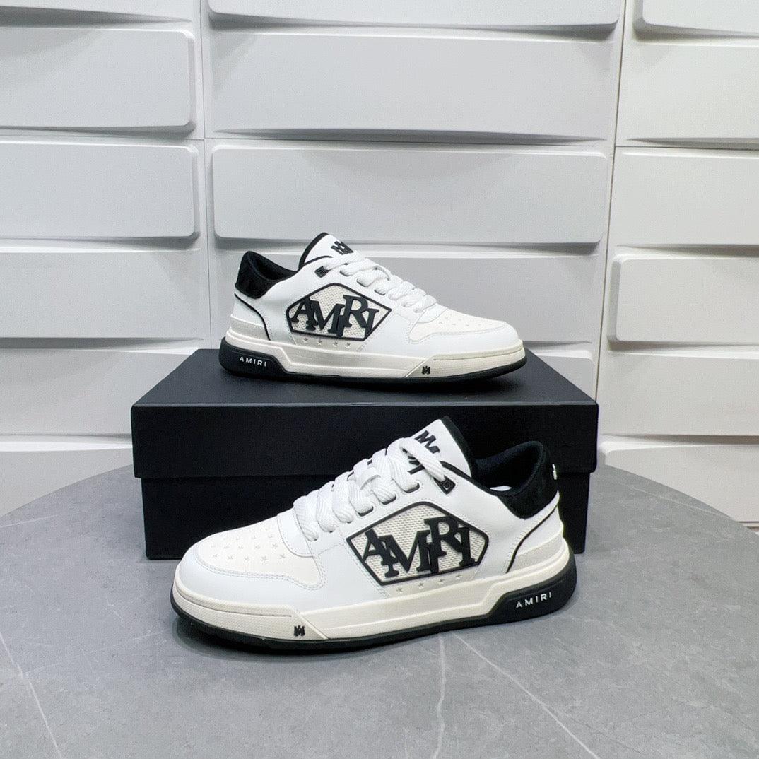 AMR Classic Low White and Black Sneakers-126 - tntwear1