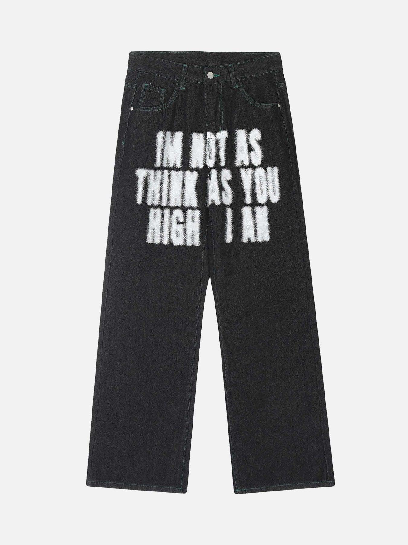 1984 American Phantom Character Alphabet Print Jeans - tntwear1