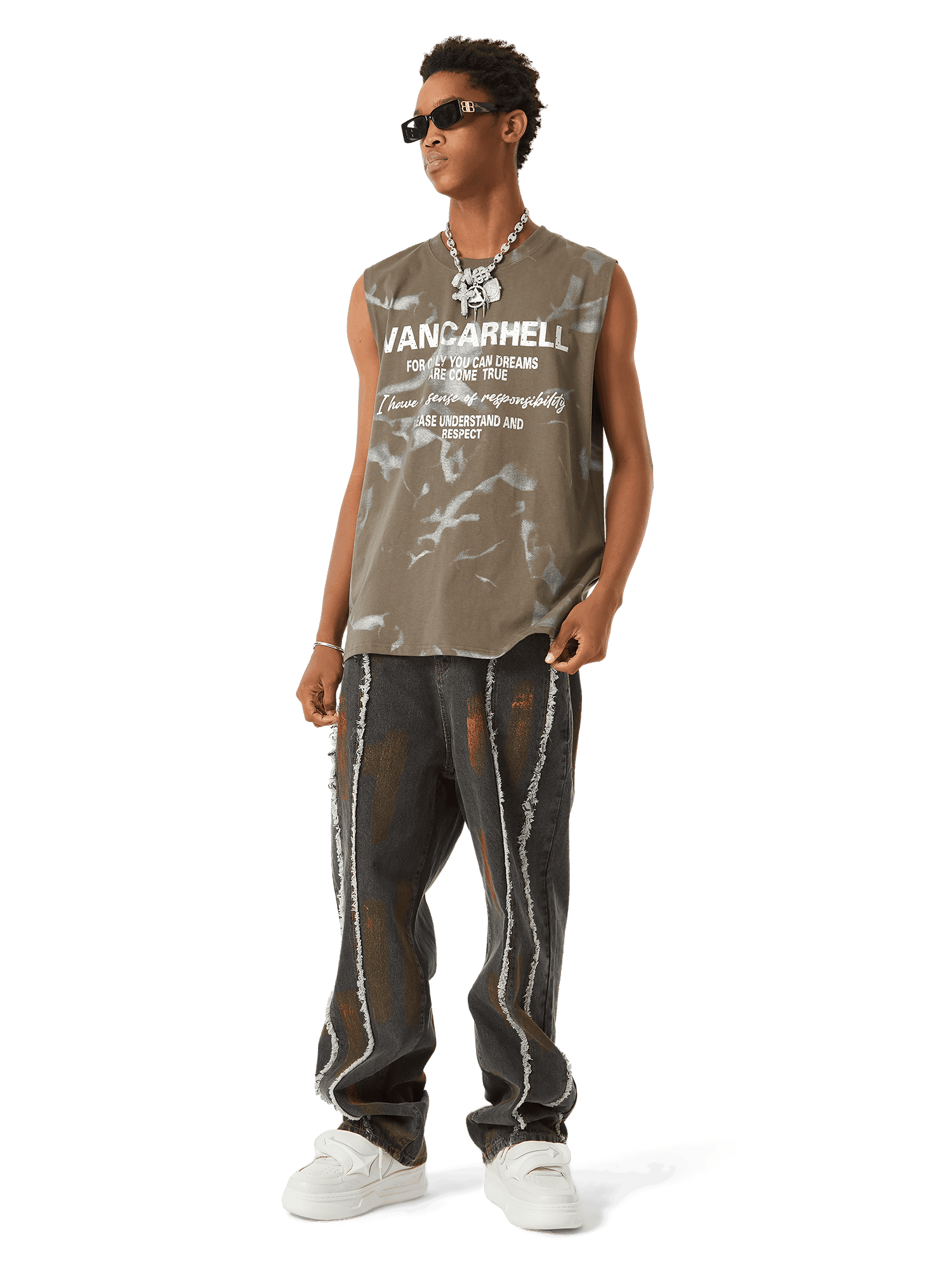 Tntwear American Street Style Spray Painted Fur Jeans - 2052 - tntwear1