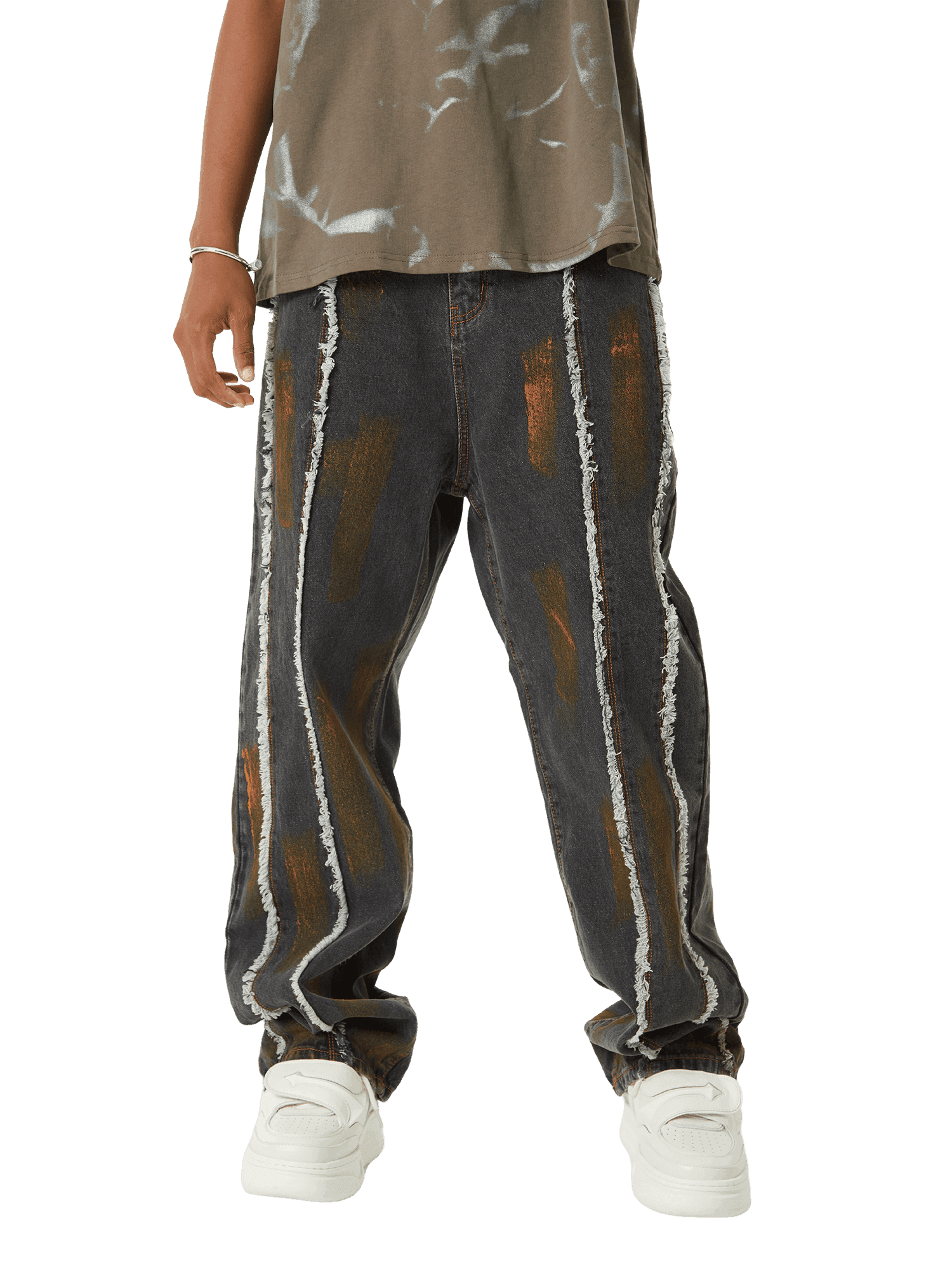 Tntwear American Street Style Spray Painted Fur Jeans - 2052 - tntwear1