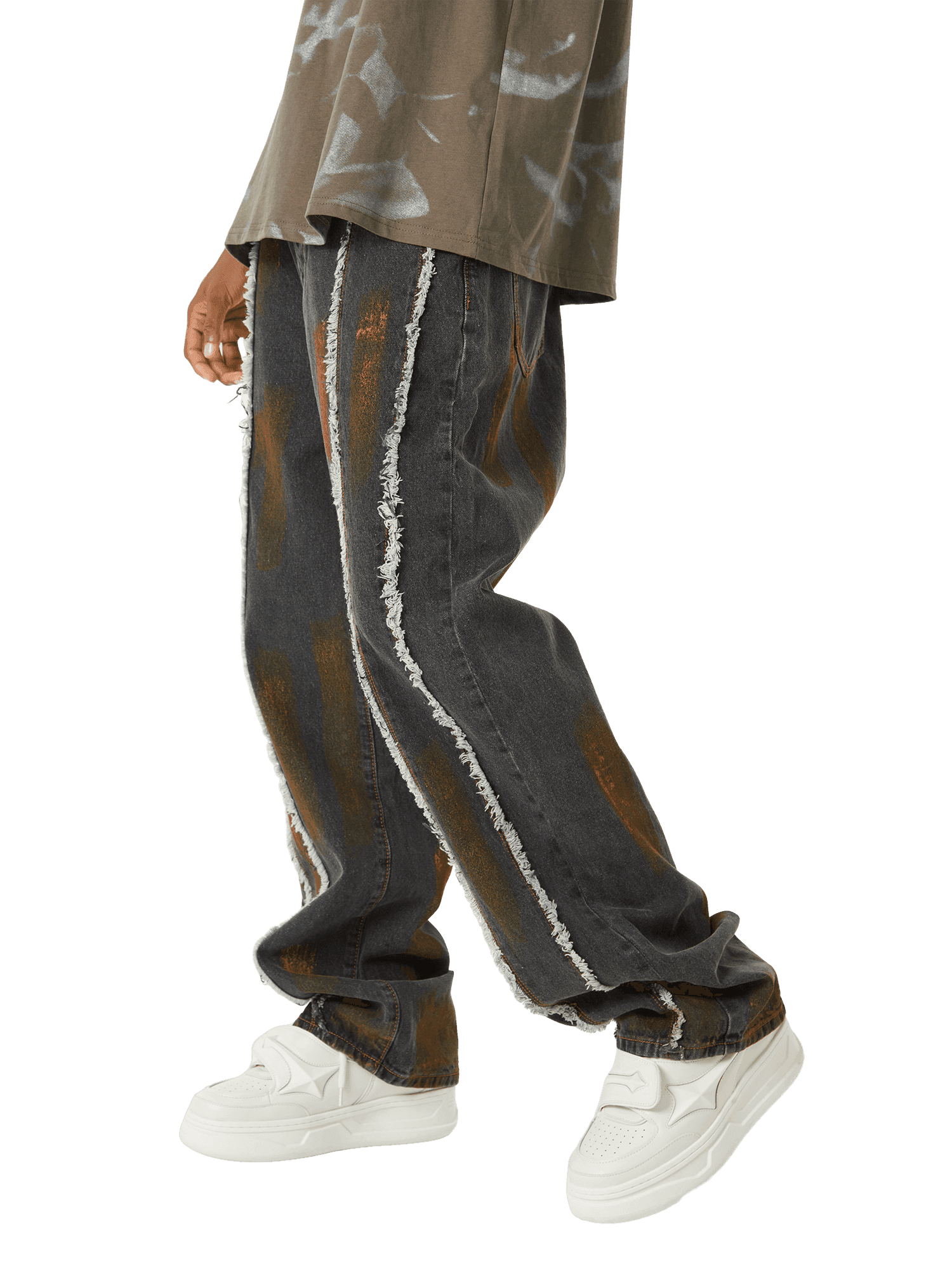 Tntwear American Street Style Spray Painted Fur Jeans - 2052 - tntwear1